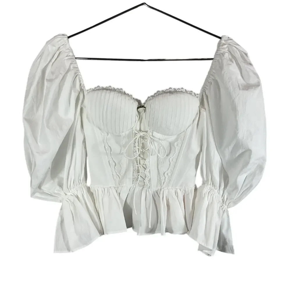 Nana Jacqueline Romantic White Maddie Lace Blouse Size XS
